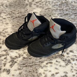 Jordan Kids Black and Gray Sneakers with Red Accents
